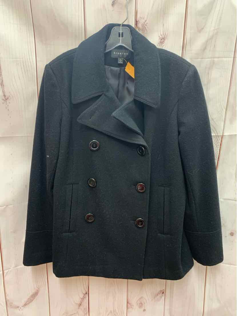 Sale Braetan Womens Wool Grey Black Color Block Short Pea Coat Size Large Petite