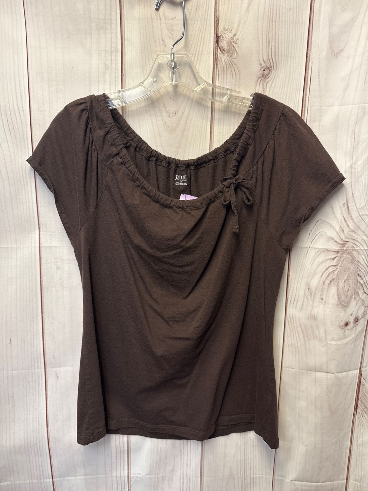 Ana Women's Size L Brown Short Sleeve Top