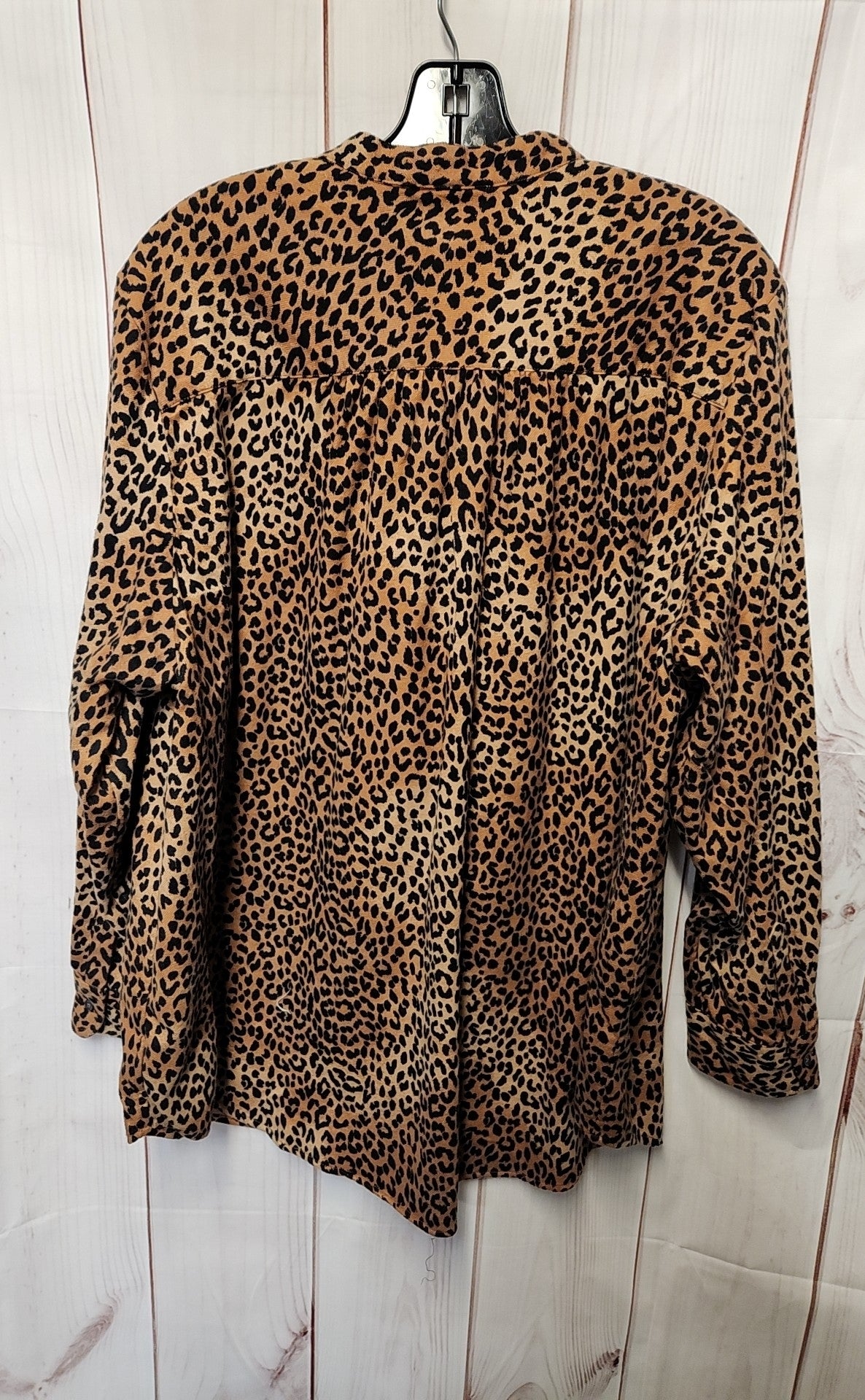 Lands End Women's Size 1X Brown Animal Print Long Sleeve Top