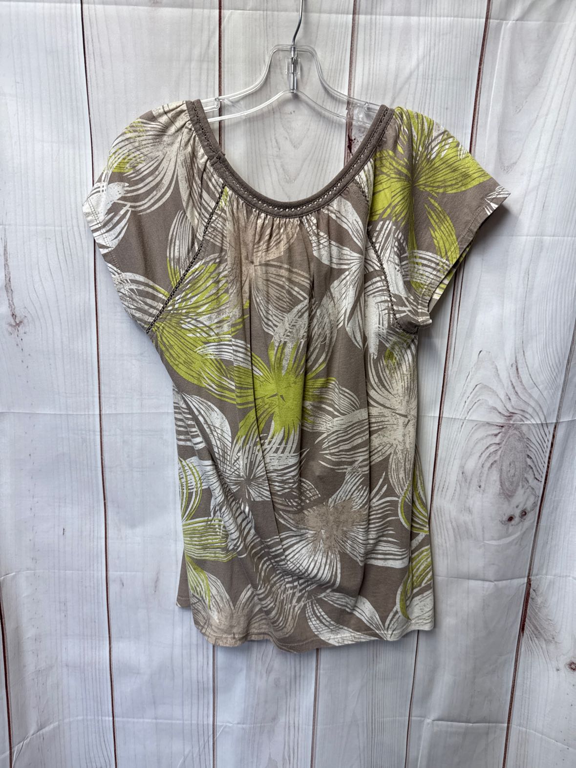 Sonoma Women's Size L Brown Floral Short Sleeve Top