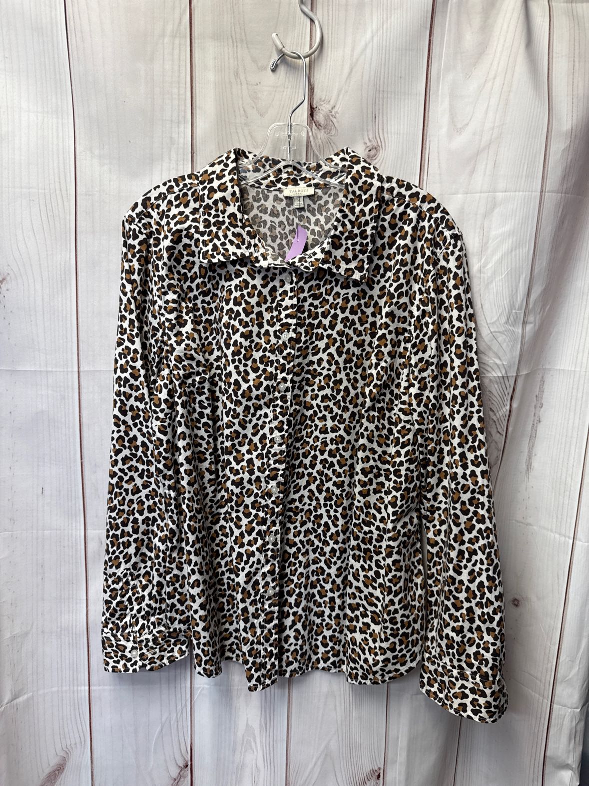 Talbots Women's Size XL Brown Animal Print Long Sleeve Top