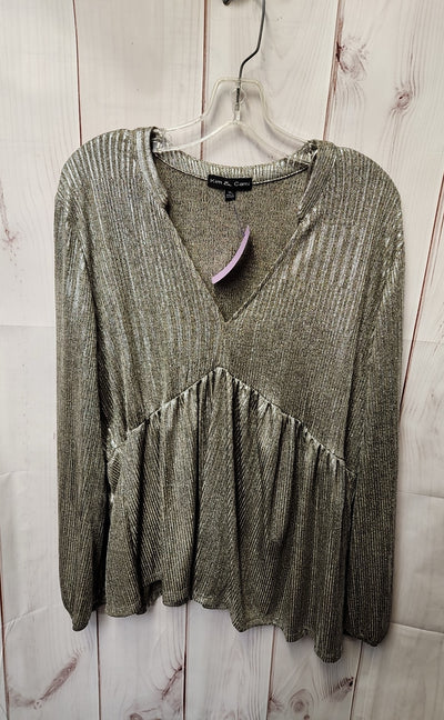 Kim & cami Women's Size XL Beige Metallic Long Sleeve Top