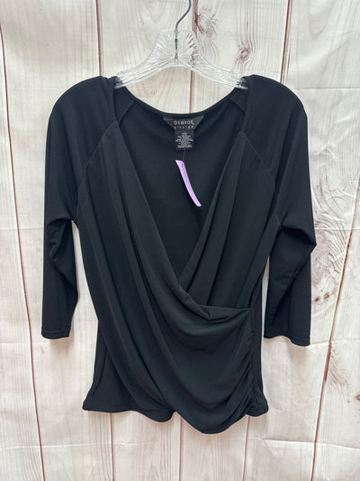 George Women's Size L Black 3/4 Sleeve Top