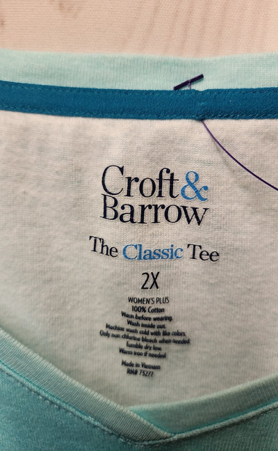 Croft & Barrow Women's Size 2X Blue Short Sleeve Top