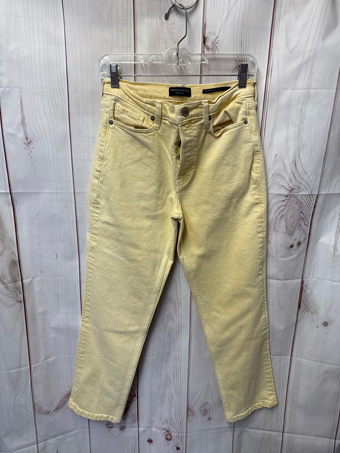 Banana Republic Women's Size 27 (3-4) High-Rise Striaght Yellow Denim Jeans