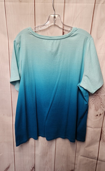 Croft & Barrow Women's Size 2X Blue Short Sleeve Top