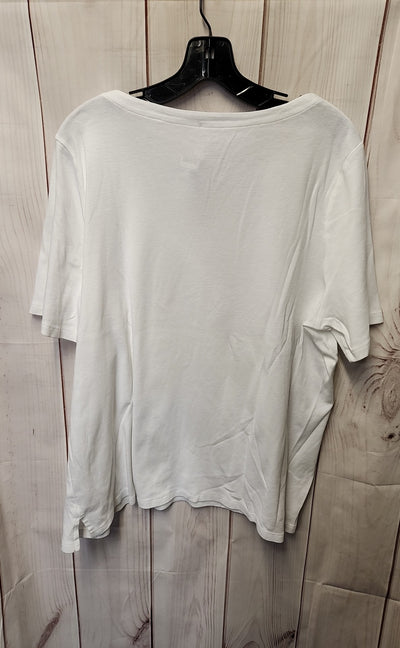 Talbots Women's Size 2X White Short Sleeve Top