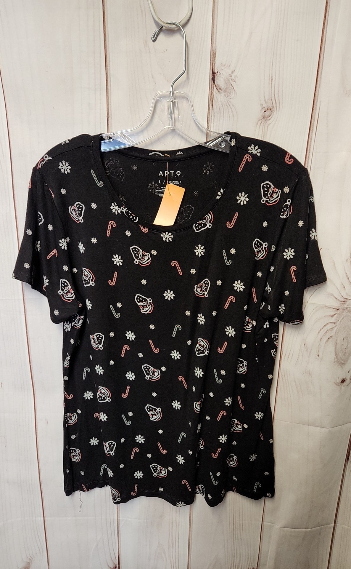 Apt 9 Women's Size L Black Short Sleeve Top