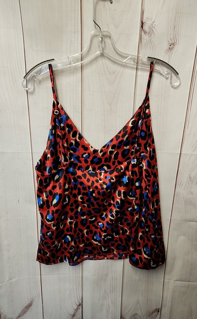 White Closet Women's Size L Red Animal Print Sleeveless Top