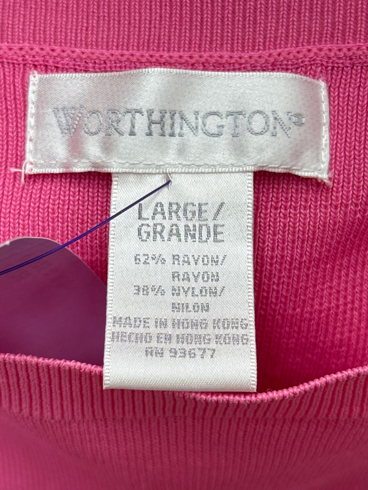 Worthington Women's Size L Pink Short Sleeve Top