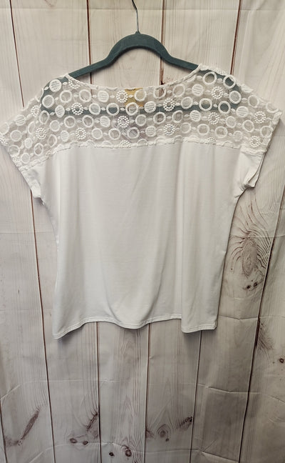 Ruby Rd Women's Size L White Short Sleeve Top