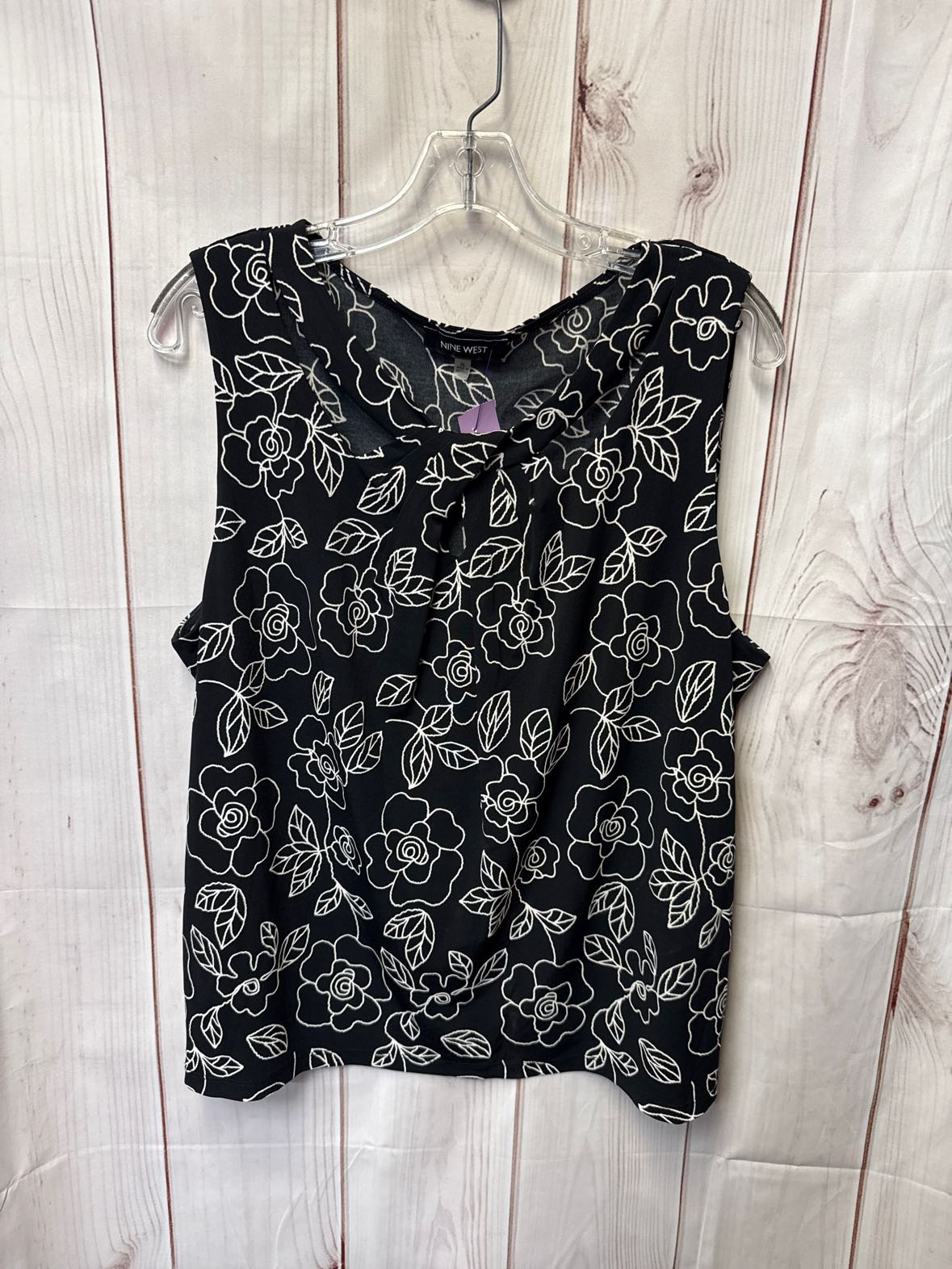 Nine West Women's Size XL Black Floral Sleeveless Top