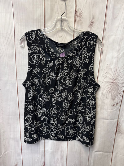 Nine West Women's Size XL Black Floral Sleeveless Top