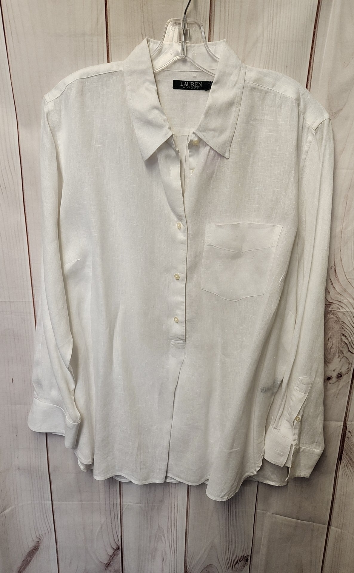 Lauren by Ralph Lauren Women's Size 1X White Long Sleeve Top