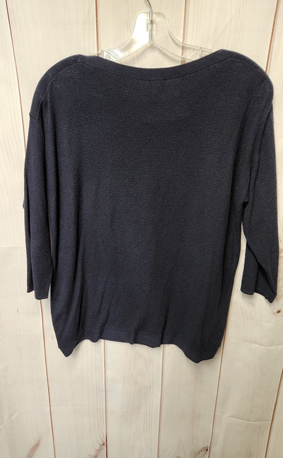 Talbots Women's Size M Petite Navy 3/4 Sleeve Top