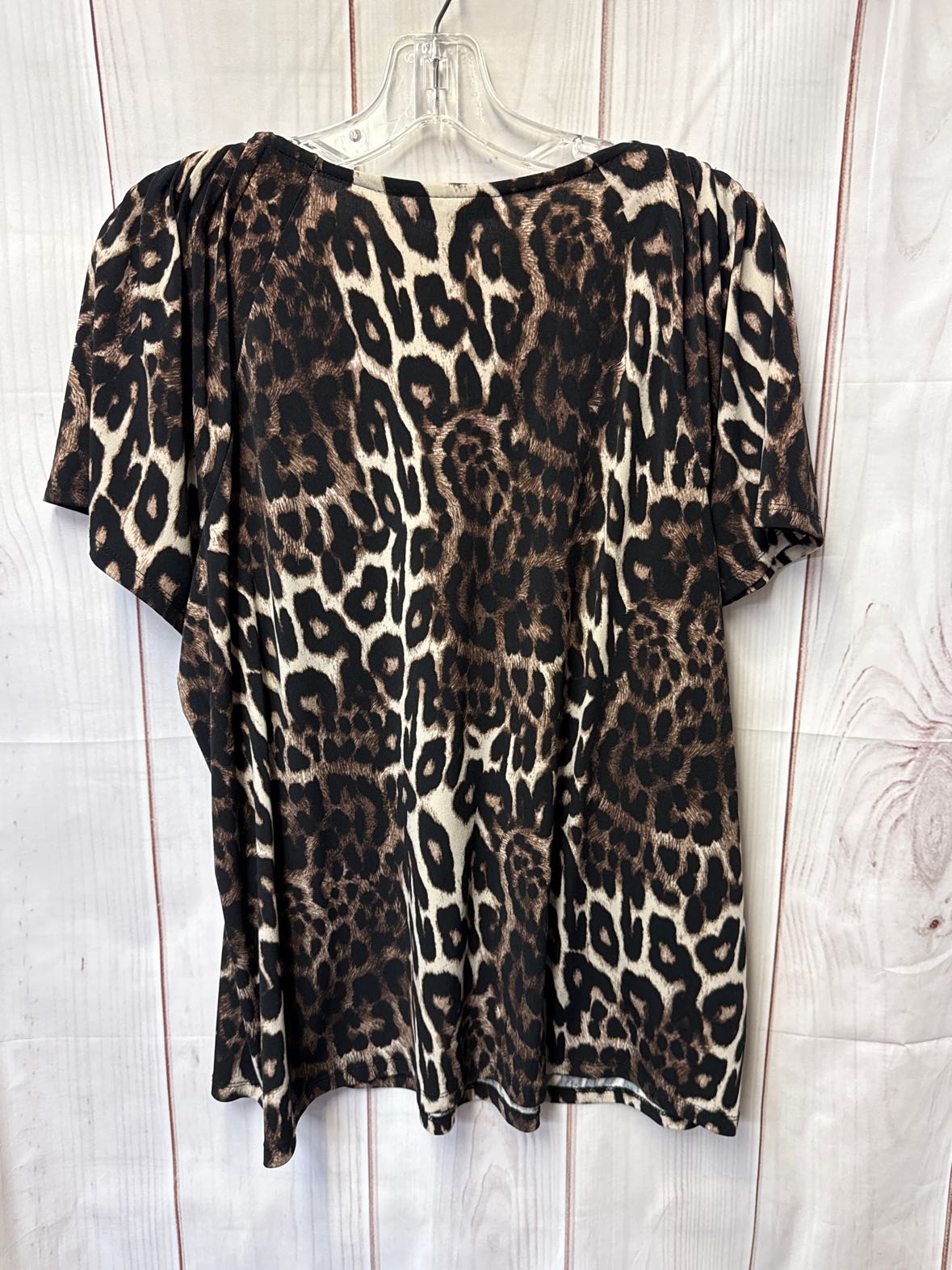 Style & Co Women's Size 2X Brown Animal Print Short Sleeve Top