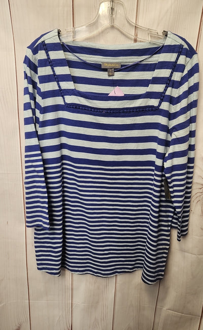 Style & Co Women's Size XL Blue 3/4 Sleeve Top