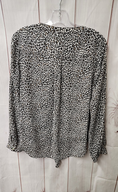 Chico's Women's Size 1 = M Brown Animal Print Long Sleeve Top