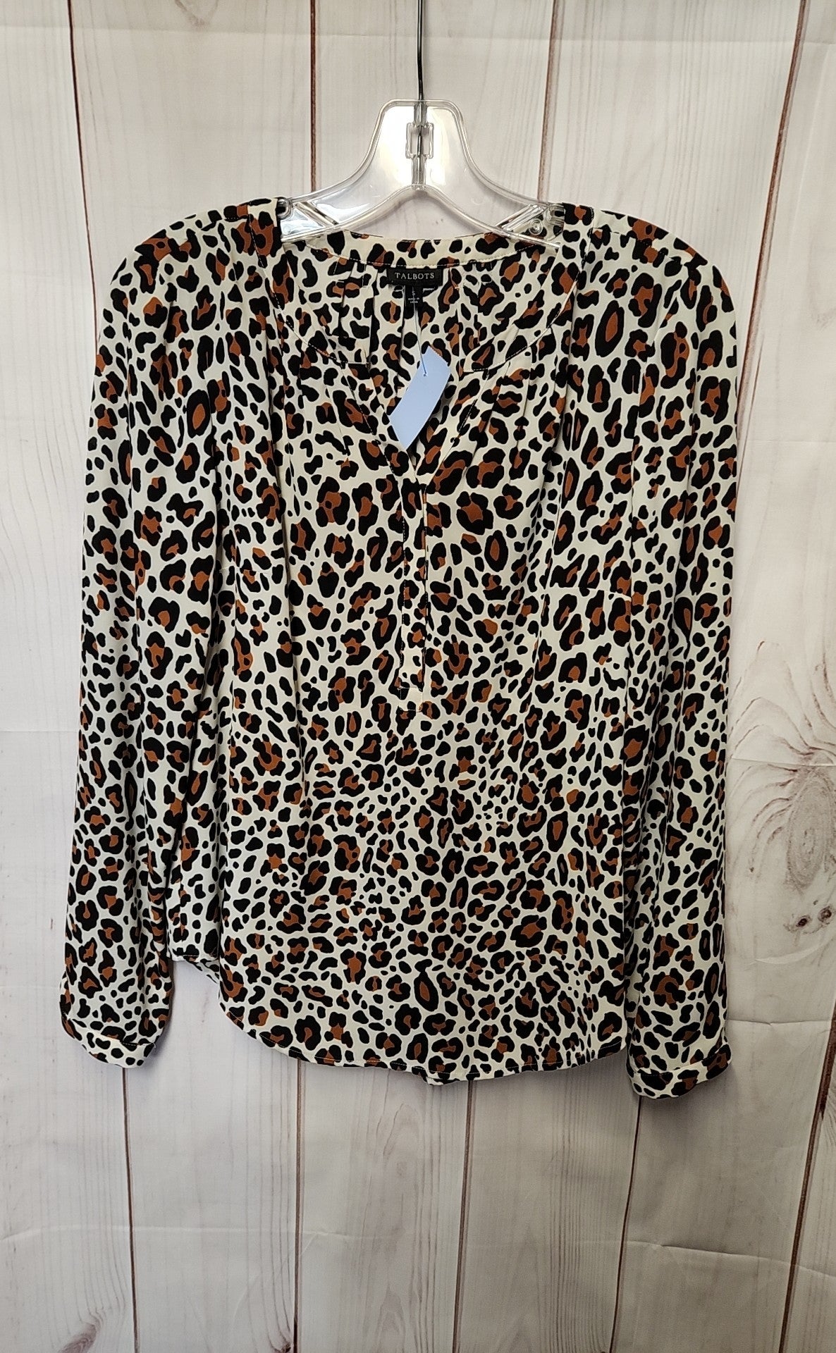 Talbots Women's Size S Brown Animal Print Long Sleeve Top