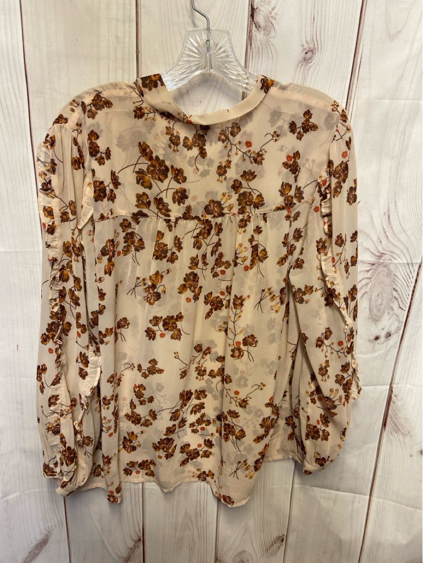 Lucky Brand Women's Size 1X Beige Long Sleeve Top