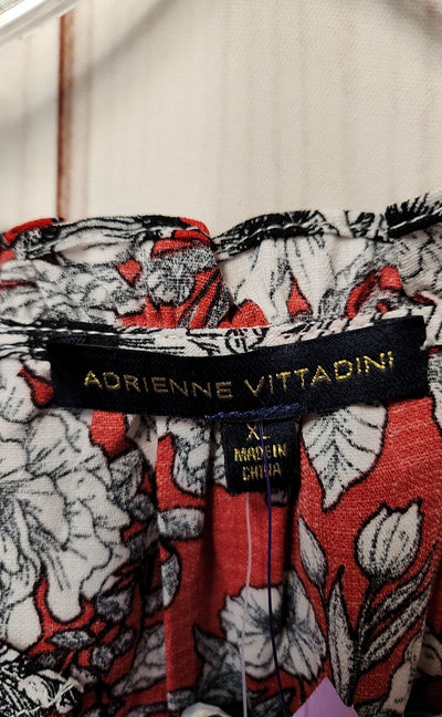 NWT Adrienne Vittadini Women's Size XL Red Floral 3/4 Sleeve Top