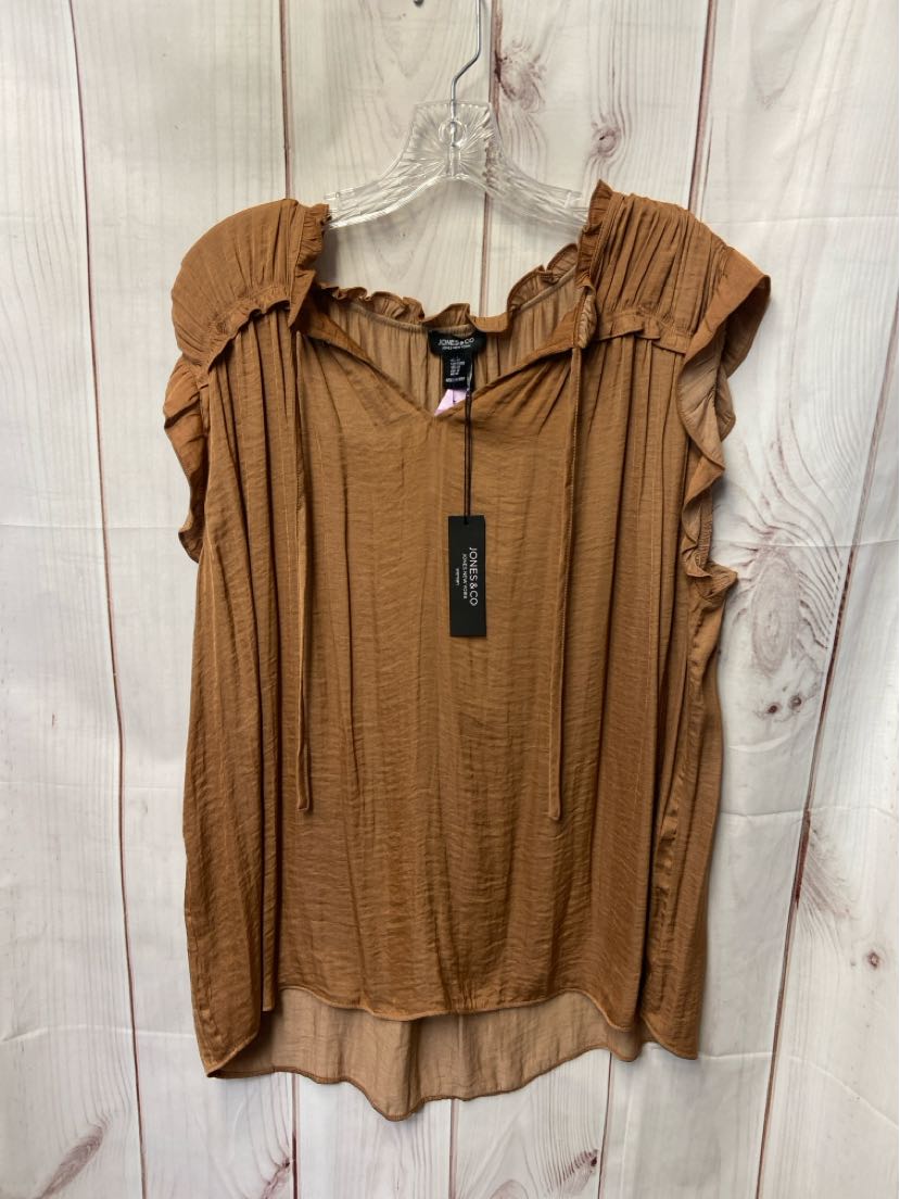 NWT Jones New York Women's Size 1X Brown Short Sleeve Top