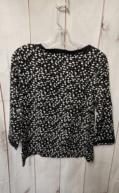 Talbots Women's Size M Black & White 3/4 Sleeve Top