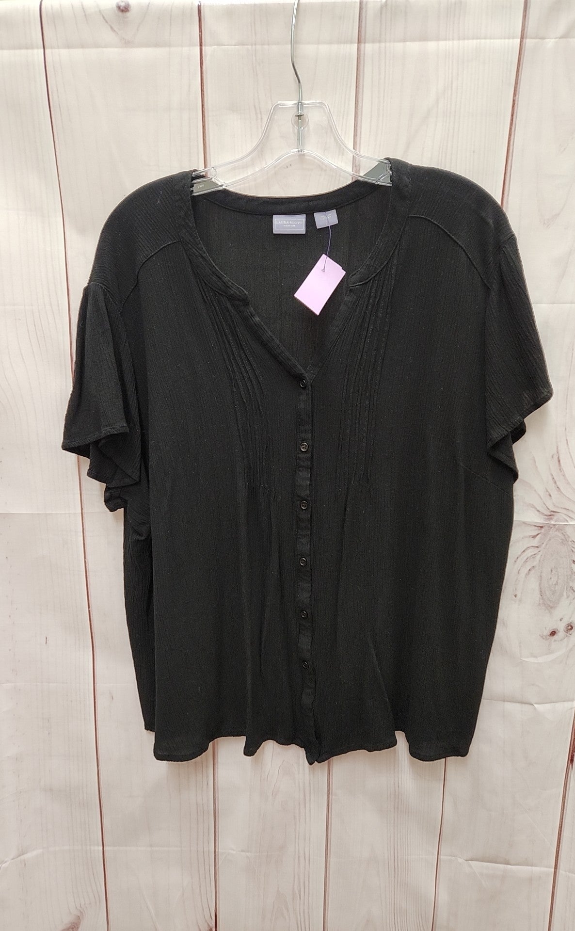 Laura Scott Women's Size 2X Black Short Sleeve Top