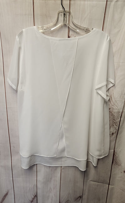 Dana Buchman Women's Size XL White Short Sleeve Top