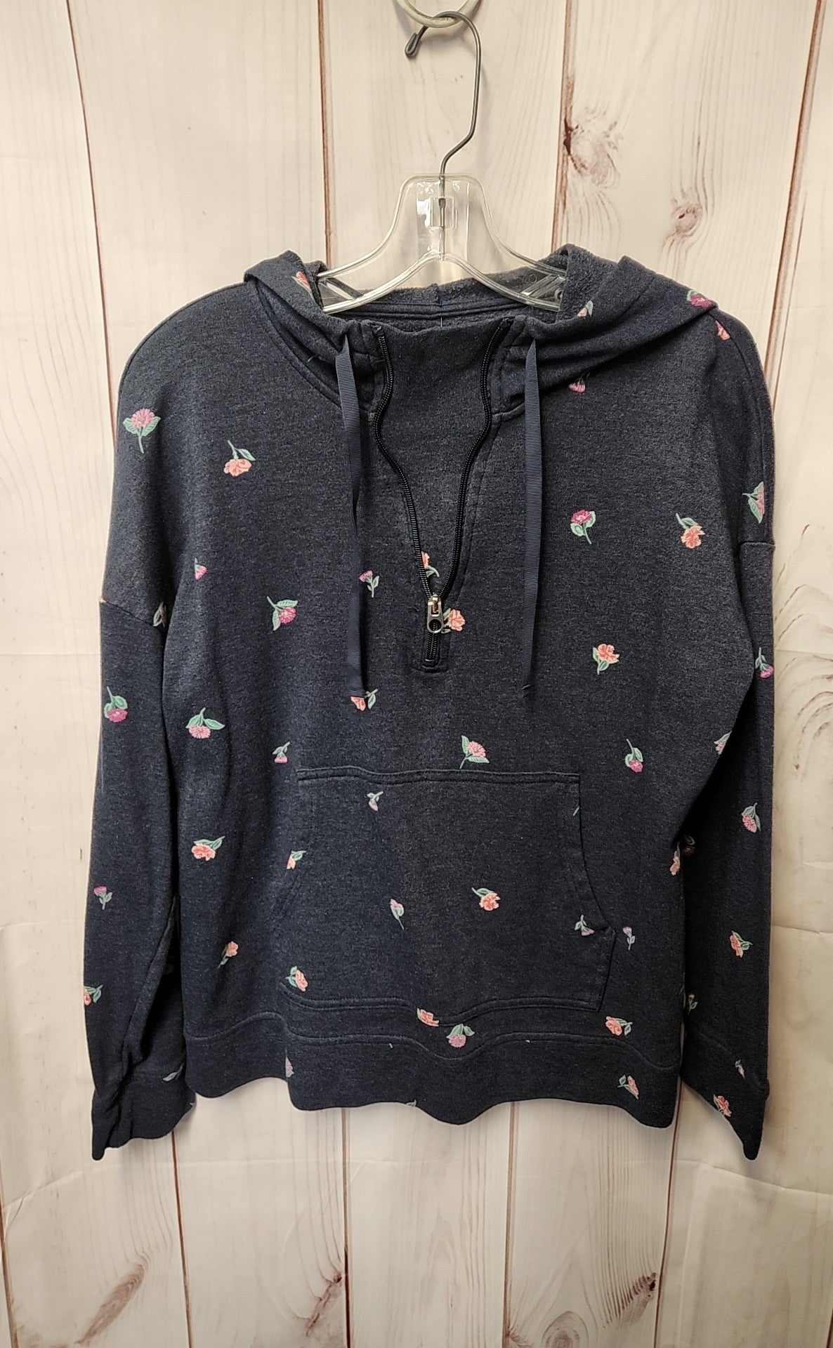 Croft & Barrow Women's Size L Navy Floral Hoodie