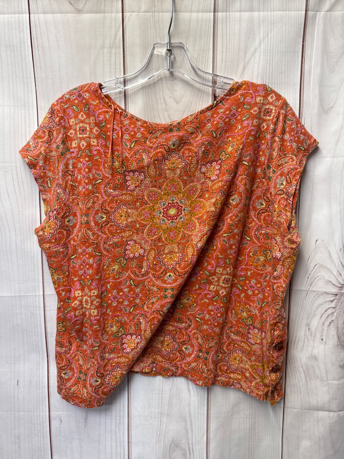 Joie Women's Size XL Orange Floral Short Sleeve Top