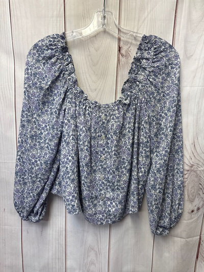 American Eagle Women's Size S Blue Floral Long Sleeve Top