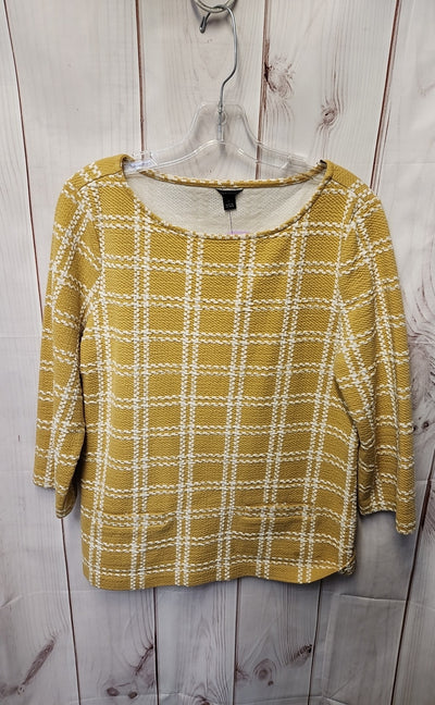 Ann Taylor Women's Size L Yellow 3/4 Sleeve Top