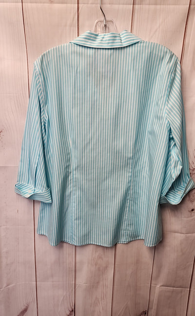 NWT Chico's Women's Size 2 = US L Blue Long Sleeve Top