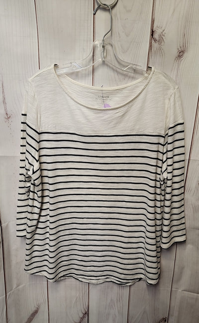 Chico's Women's Size 3 = US XL White 3/4 Sleeve Top