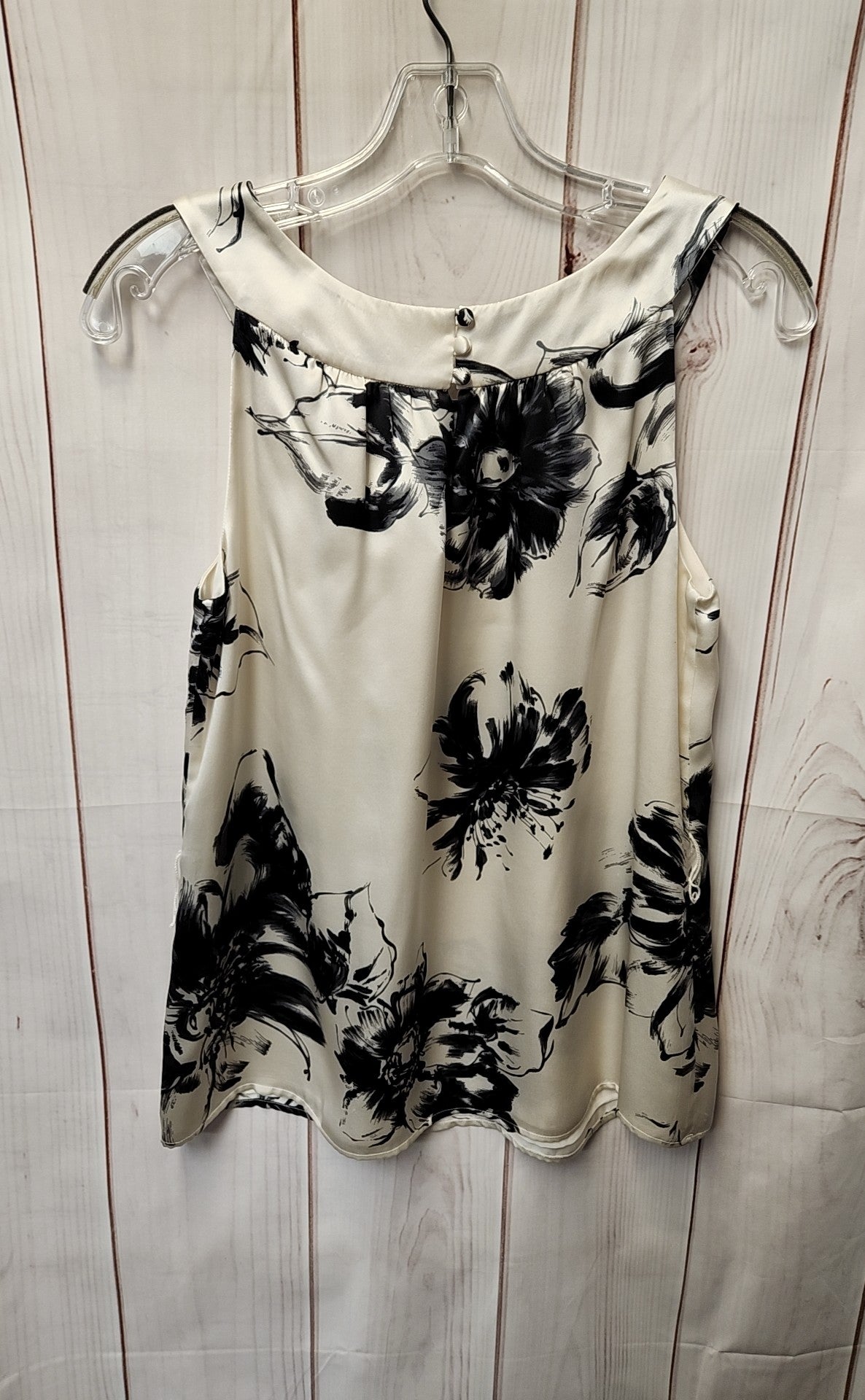 Ann Taylor Women's Size 6 Petite White & Black Floral Sleeveless Top