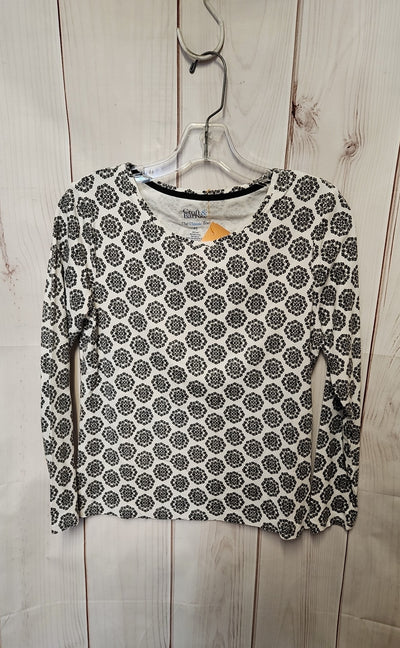 Croft & Barrow Women's Size S Petite White & Black Long Sleeve Top