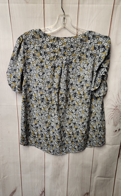 Adrianna Papell Women's Size M Blue Floral Short Sleeve Top