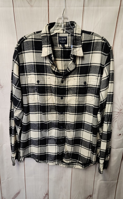 J Crew Men's Size L Black & White Flannel Shirt