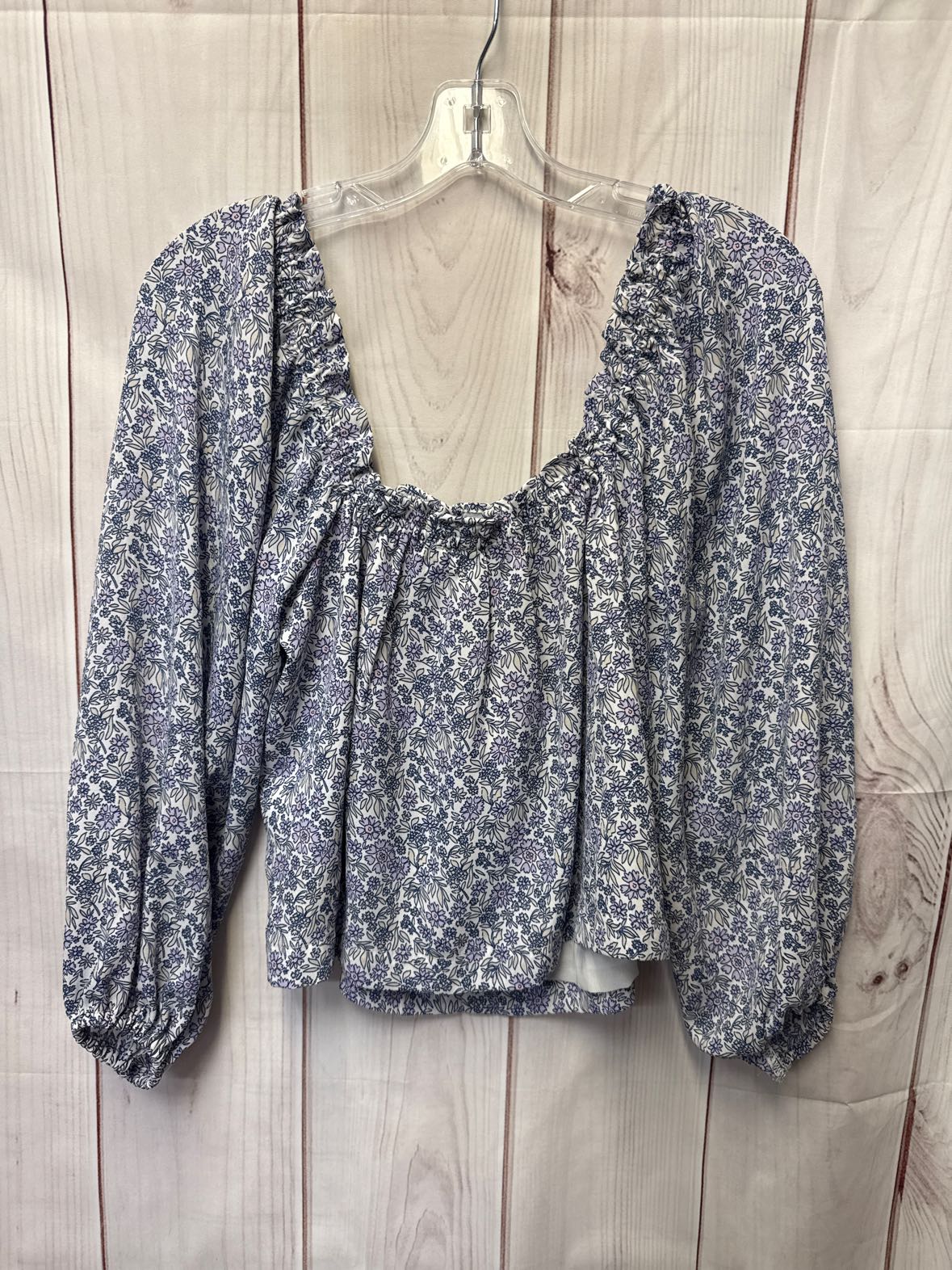 American Eagle Women's Size S Blue Floral Long Sleeve Top