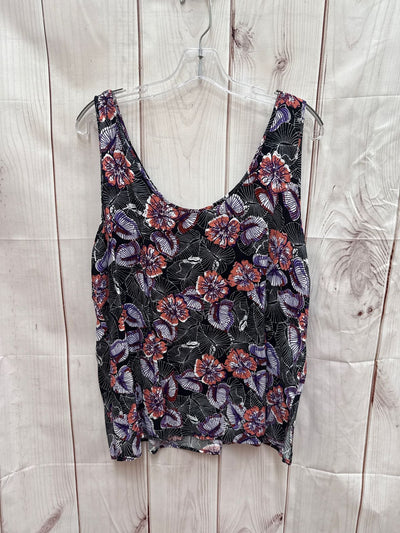 Simply Styled Women's Size XL Black & Purple Floral Sleeveless Top