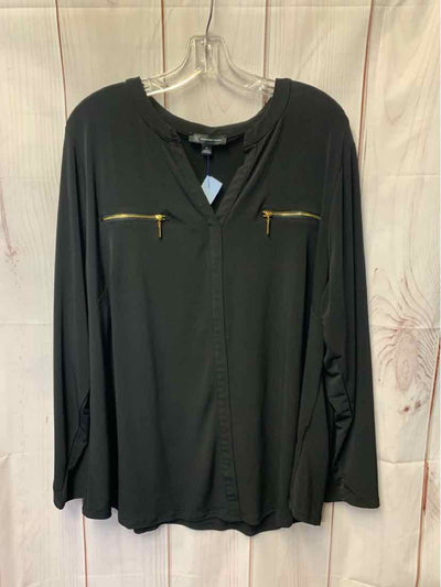 INC Women's Size 2X Black Long Sleeve Top