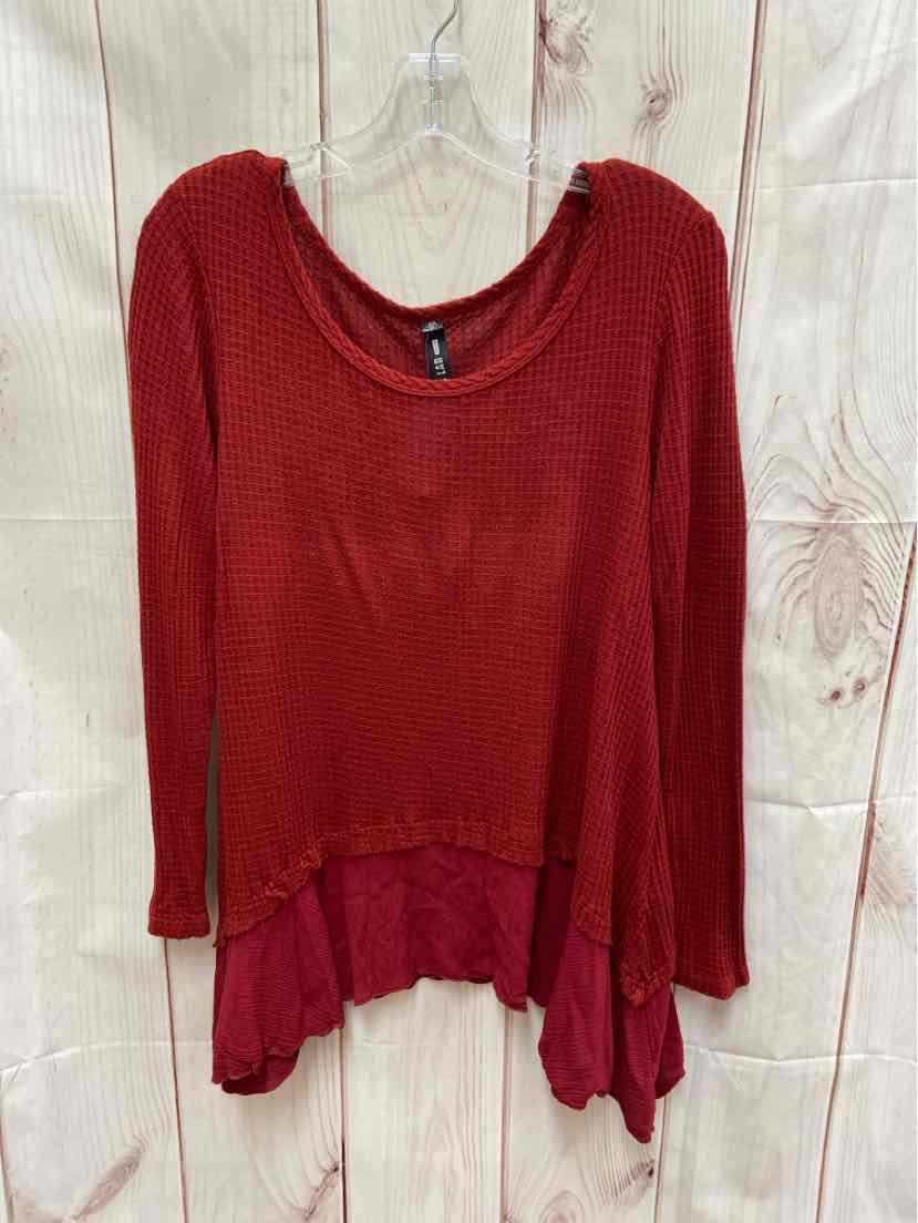 Design Lab Women's Size M Red Long Sleeve Top