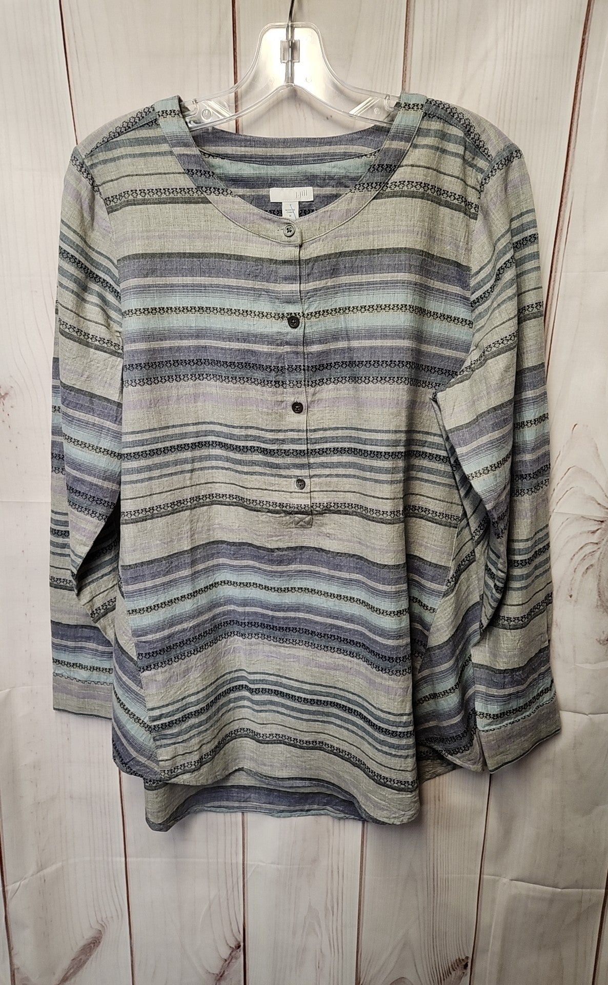 J Jill Women's Size M Gray Cotton Long Sleeve Top