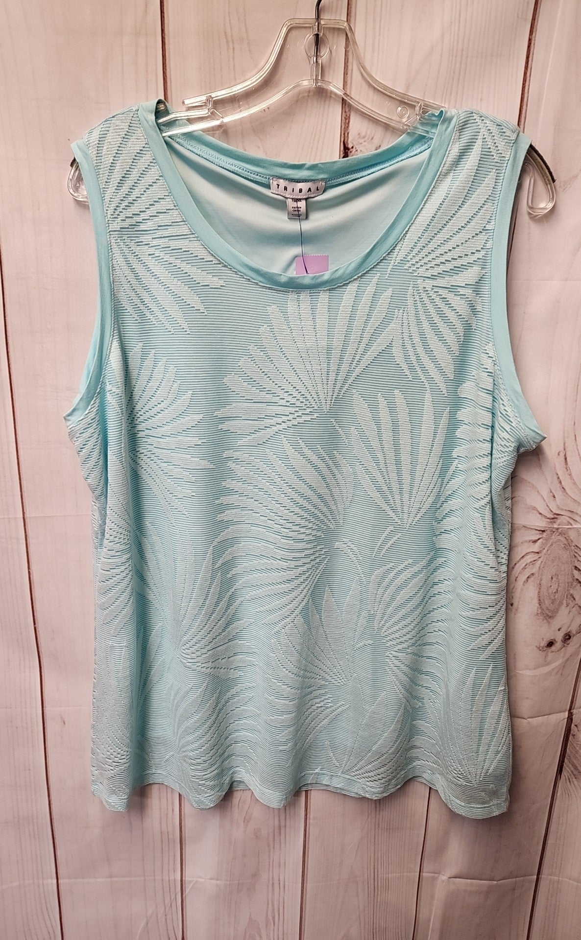 Tribal Women's Size XL Turquoise Sleeveless Top