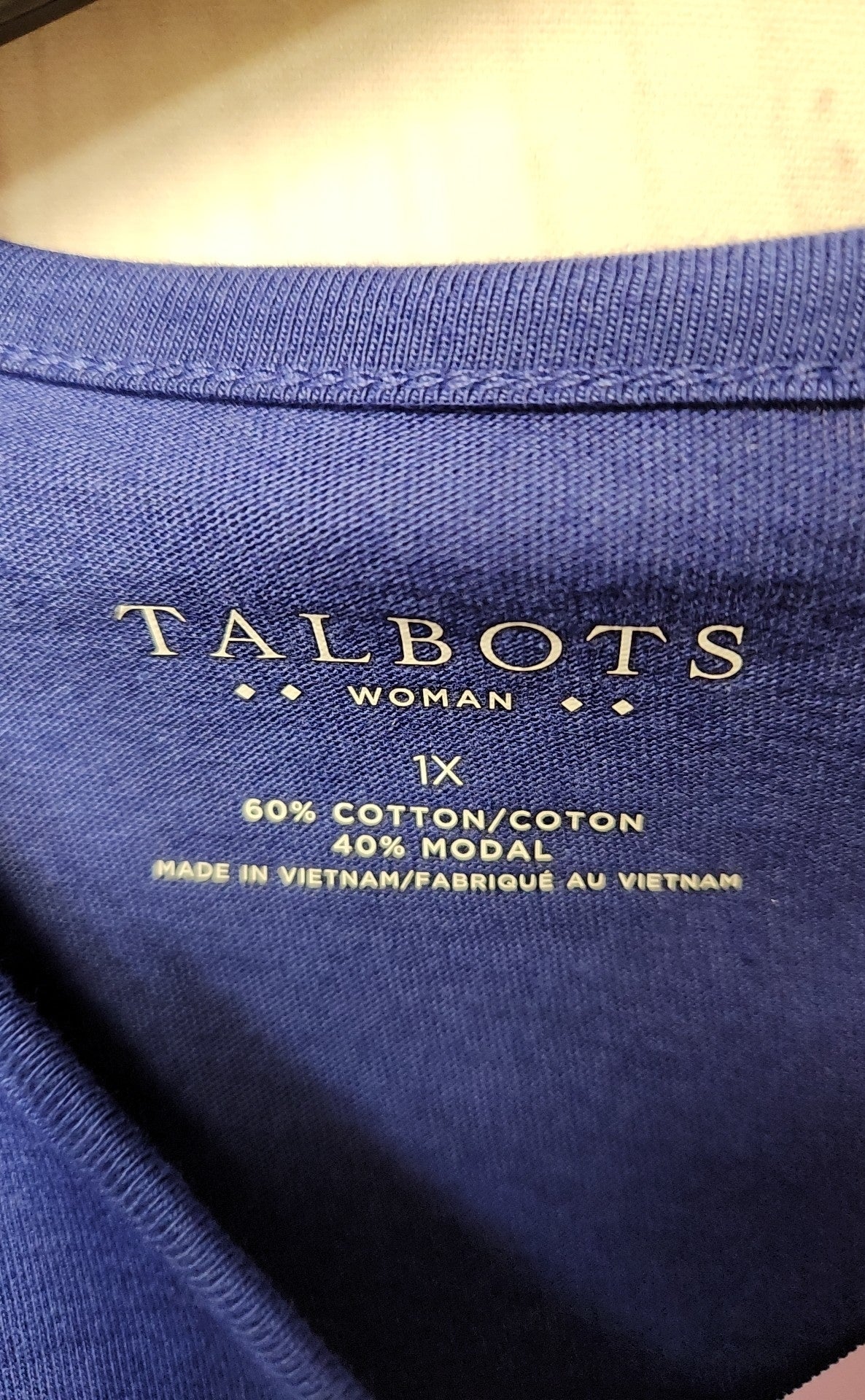 Talbots Women's Size 1X Blue Long Sleeve Top