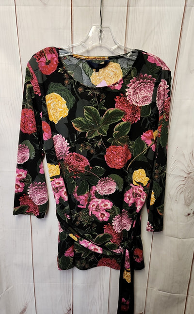 Rachel Women's Size 1X Black Floral Long Sleeve Top