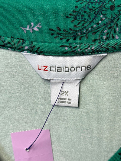 Liz Claiborne Women's Size 2X Green 3/4 Sleeve Top