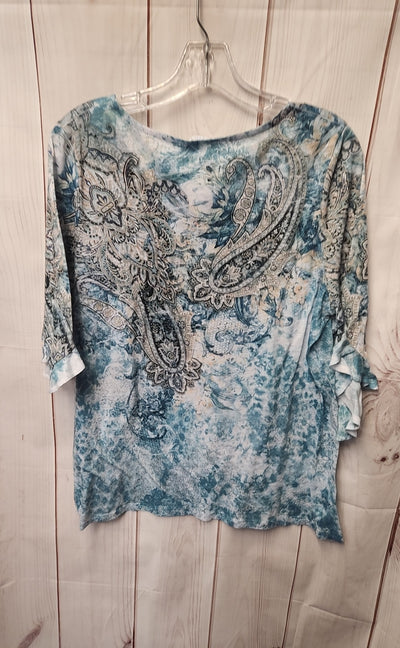 Time and Tru Women's Size L Blue Short Sleeve Top