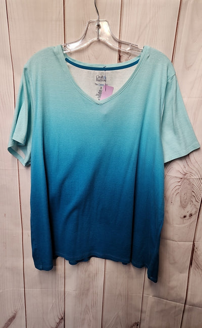 Croft & Barrow Women's Size 2X Blue Short Sleeve Top